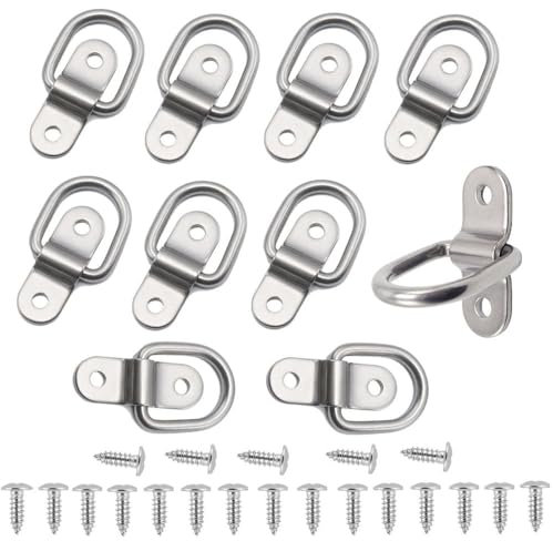 Esforzarse 10 Pezzi Anelli di Ancoraggio, con 20 Viti, Ancoraggi di Ancoraggio per carichi Pesanti,D Anelli di Fissaggio Anelli di Ancoraggio Ganci Ad Anello a D Robusto Anelli di Fissaggio Ganci