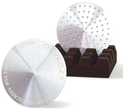 KYONANO Puck Screen 53,3 mm, 0,8 mm tjock espresso-sil för skärmhållare, 150 μm rostfritt stål kaffe puck skärm 53,3 skärmhållare tillbehör för kaffemaskin