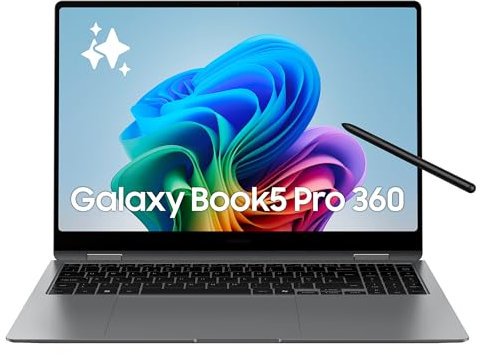 Samsung Galaxy Book5 Pro 360 16, Copilot+ PC, Ordinateur Portable avec IA, Processeur Intel Core Ultra 7, Mémoire 16 Go RAM, Stockage 1 To, Clavier AZERTY Fr, Anthracite