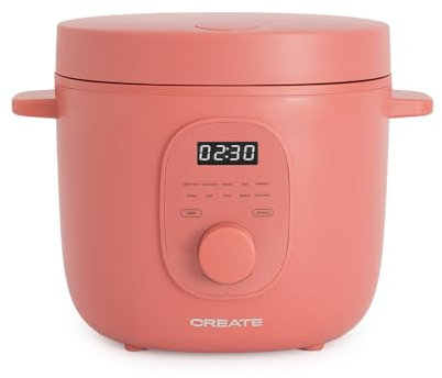 CREATE/RICE COOKER/Arrocera eléctrica multifunción 3L terracota/Programable hasta 24h, con cesta vaporera, prepara tartas, guisos o sopas, función de mantener el calor, 600W