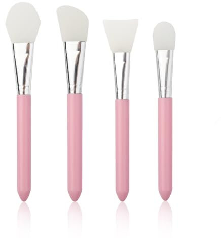 MIRKUZI Set di 4 pennelli per maschere per il viso, pennello applicatore con testa in silicone morbido, pennello per maschere per il viso per la pulizia di maschere per il viso, creme, sieri