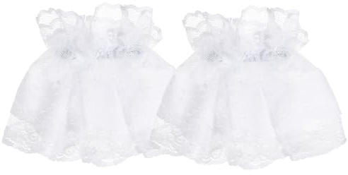 Abeillo Lace Gloves Women Floral Wrist Cuff Gloves Lolita Ruffled Short Cuff Lace Elastic Bracelet for Wedding, Tea Party, Halloween