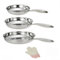 OYEZI Tri-Ply Stainless Steel Frying Pan Set, 20/24/28 cm, Professional Grade, Induction Compatible, Dishwasher Safe