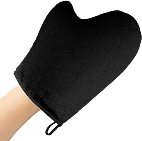Gant de bronzage, applicateur pour bronzage, applicateur floqué ultra lavable en machine avec doigt pour sprays, lotions et mousse sur le visage femmes et hommes