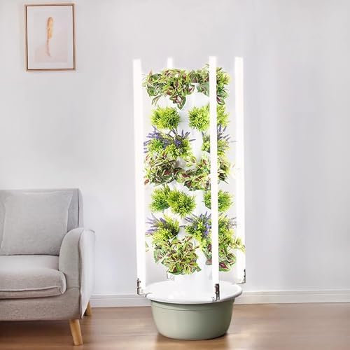 Sistema a torre idroponica con luce a LED e pompa, perfetto per erbe aromatiche, frutta e ortaggi da interno