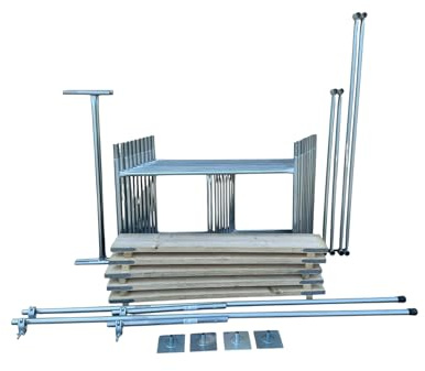 Toptower Classic Scaffolding Tower 5.5m (Working Height) 4' x 4' Base Size DIY Galvanised Scaffold Tower (Basic Kit with Platform Boards & Stabilisers)