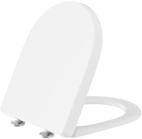 YEAUPE PRO Tavoletta Wc Universale D Forma [LUNGO], Sedile WC Urea-Formaldeide Con Chiusura Ammortizzata e Funzione di Sgancio Rapido, Bianco, modello installaz. incl, 46,4 * 35,9 * 5CM