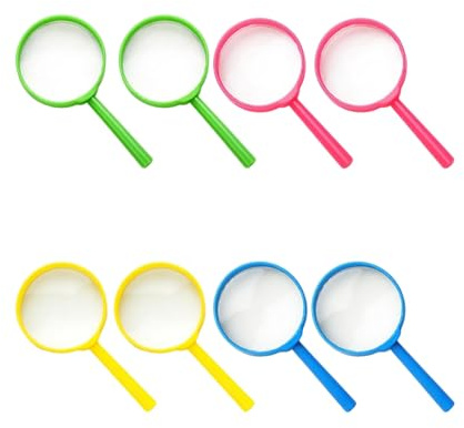 Kids Magnifying Glass, 8 Pack Small Handheld Magnifying Glasses for Children, 60mm Colorful Magnifiers for Reading, Science Exploration, Outdoor Activities, 26 x 19 x 2cm