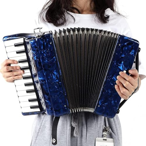 22-Key Bass Accordion, Professional Musical Instrument with Adjustable Strap, Educational Accordion for Beginners, Kids, Adults, Great for Stage Performance