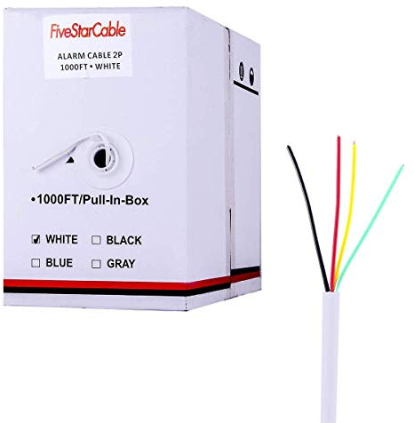 FiveStarCable 22-4 1000 Ft. 22 AWG 2 Pairs 22/4 Alarm Wire Cable 22 Gauge 4 Conductors for Efficient Power and Signal Transmission White