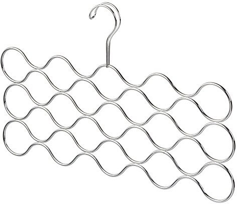 iDesign Hängeaufbewahrung für Schals, großer Hängeorganizer aus Metall für Schals, Krawatten und Gürtel, knitterfreie Schal Aufbewahrung mit 23 Halterungen, silberfarben