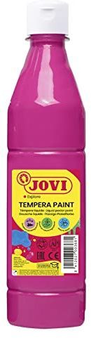 Jovi - Flytande gouache, 500 ml flaska, Färg Magenta, Färg baserad på naturliga ingredienser, Lätt att tvätta, Glutenfri, Idealisk för skolbruk (50608)
