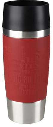 Emsa 513356 Travel Mug Classic | 360 ml | Thermobecher | Isolierbecher | hält 4h heiß/ 8h kalt | 100% dicht | auslaufsicher | Quick-Press-Verschluss | 360°-Trinköffnung | rot | 1 Stück