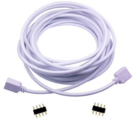 LitaElek 2.5m Cable Alargador Tira LED RGB LED Strip Extension Cable 4 Pines Cable Extensión Cinta LED Extensor Cable Banda LED 4 Pin Conector para SMD 5050 3528 2835 RGB LED Strip, Blanco, 1pc