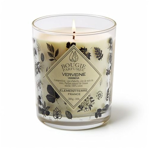 Bougie Parfumée 200 Grammes, 50 Heures Parfum Verveine