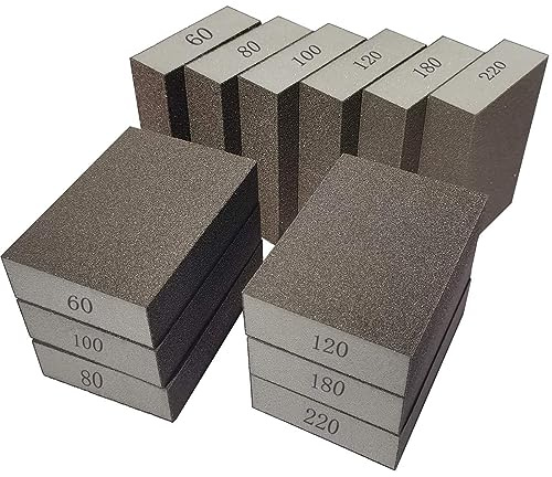 12 Pack Sanding Sponge,Sackorange Coarse/Medium/Fine/Superfine 6 Different Specifications Sanding Blocks Assortment,Washable and Reusable