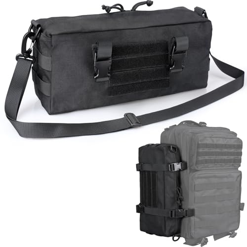 WYNEX Tactical Inkrement Molle Pouch, Vertical EDC Tool Bags Shoulder Bag Military Multi-Function Large Capacity with Shoulder Strap Waterproof Attachment Modular Design, blackone, comtemporary