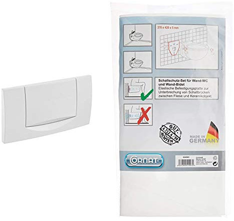 Geberit 115222111 Betätigungsplatte 200F für Betätigung von vorne, weiß & Cornat SSWWC Schallschutz-Set für Wand-WC und Wand-Bidet