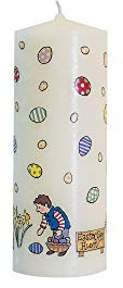 Alison Gardiner Designs - Beautiful Hand Finished Easter Egghunt Pillar Candle - Approx. 30 Hour Burn Time