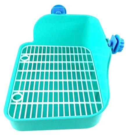 FLAMEER Rabbit Litter Box Toilet for Small Animal Bunny Rabbits Guinea Pig Galesaur Ferrets Corner Litter Pan Potty Trainer Small Pets Cage Toilet Bedding Box - Green, 28x22x15cm