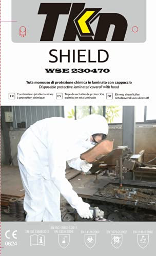 W.S.E. TUTA DA LAVORO MONOUSO microporosa Chimica CE Cat. 3 III tipo 5B 6B protettiva 55 g (XXL)