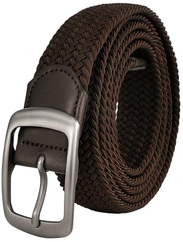 Awlyfm Cinturón para hombre, tallas grandes, 120-180 cm, cinturón de tela elástico, cinturón trenzado, negro y marrón, marrón, XXX-Large