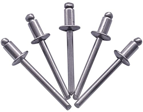 SKIR'CO Paquete de 50 remaches ciegos de acero inoxidable de 4,8 x 8 mm, cabeza de cúpula, remaches pop, DIN 7337, remaches A2 (50, 4,8 x 8 mm)