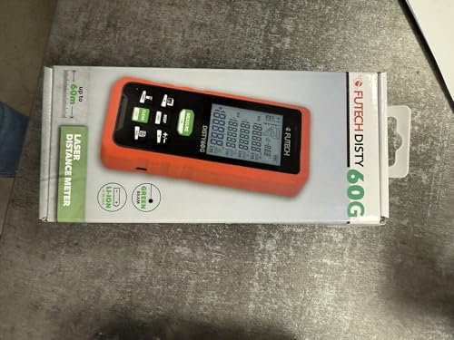 Futech Disty 60G Laser-Entfernungsmesser | 60 m Reichweite | 2 mm Genauigkeit | IP54 | Pythagoras-Funktion | inkl. 3X AAA Batterien