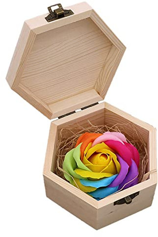 Fiore di Sapone,Scatola di Rosa,Fatto a Mano,Scatola Regalo di Rosa,Rosa,Durevole,Rosa conservata,Rose Infinite,Rose Colorate,per San Valentino,Festa della Mamma,Natale,Anniversario,Compleanno,H