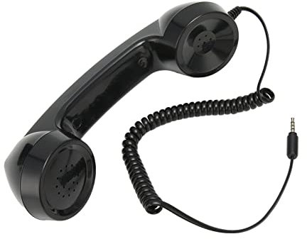Combiné Téléphonique Rétro, Ancien Casque Téléphonique avec Contrôle du Volume, Récepteur de Téléphone Portable Rétro Vintage 3,5 Mm pour Tous Les Smartphones et Ordinateurs, (Noir)