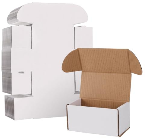 WIFTREY 100 Pack 4.6x2.2x2.2 Small Shipping Boxes for Packing Small Business, White Corrugated Cardboard mailing Box for Shipping