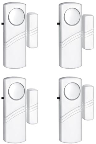 Kquepo 4PCS Alarme de Fenêtre de Porte de Sécurité, Alarme Antivol de Fenêtre de Porte Sans, Alarmes de Sonnette pour Piscine de Fenêtre de Bureau Durable Installation Facile Facile à Utiliser