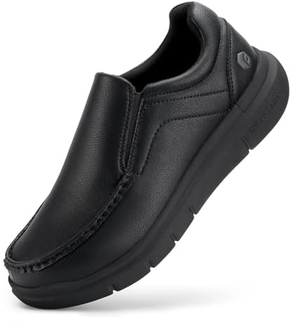 FitVille Zapatos para Hombre Extra Anchas Zapatillas Hombres Zapatos de Piel Casuales Slip-on Mocasines Sin Cordones Comodos 42.5 EU X-Ancho Negro