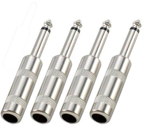 Greluma 4 pezzi Connettore jack audio TS mono maschio da 1/4 TS da 6,35 mm per cavi altoparlante/chitarra/microfono