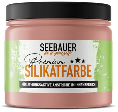 SEEBAUER diy Silikatfarbe Rot 300ml für Innen (No. 322 Rose Hip) Atmungsaktive Mineralfarbe für Allergiker - Abwaschbare Wandfarbe - Rottöne hohe Deckkraft