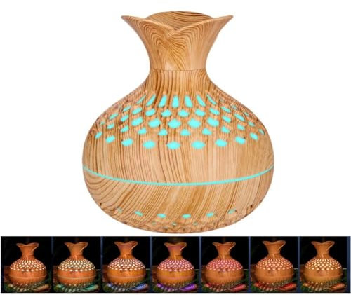 300ml Aroma Diffuser für Duftöle, Premium Ultraschall Luftbefeuchter Aromatherapie Öle Diffusor mit 7-farbigem LED-Licht, BPA-Free Schlafzimmer, Büro, Spa