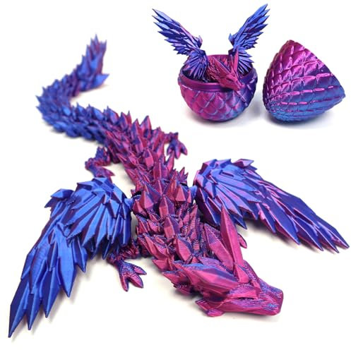 DUOCIYUAN Œuf de Dragon Imprimé 3D, Surprise dans l’Œuf pour Cadeaux Adultes et Enfants, Figurine Mobile pour Pâques et Noël, Décoration de Bureau (Ptérodactyle Violet)
