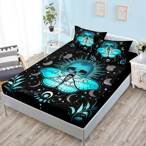 Spannbettlaken 180x200cm Schädel Marmor Insekt Betttuch Bettlaken 180x200 Polyester Spannbetttuch Bettbezug 180 x 200 Atmungsaktiv Bed Linen Knitterfrei Bettbezug 30cm Tiefe Matratzenbezug