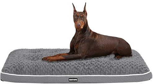 HMTOPE Ortopedisk hundsäng, hundmatta med dubbla våningar design, tvättbar hundkudde, avtagbar hundkorg, 120 cm för stora hundar, mellangrå