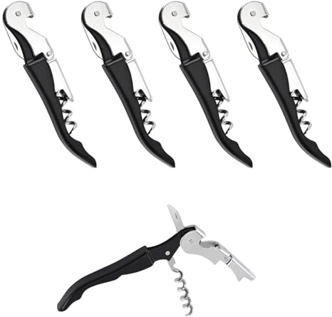 fKiZanthene 5 Pcs Waiter Corkscrews, Stainless Steel Bottle Opener for Restaurants Home Barware Wine Openers Waiter's Friend Corkscrew with Foil Cutting Function