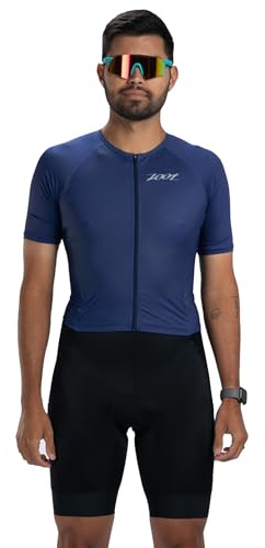 Zoot Herren Core Tri Aero FZ Racesuit, kurzärmelig, feuchtigkeitsableitend, Triathlon-Anzug, Plüsch-Chamois & Aufbewahrung für Renntag (Navy, Größe L)