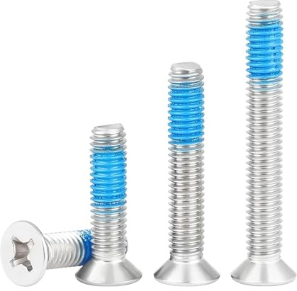 Qrity Confezione da 20 Viti a Testa Svasata in Acciaio Inox M5x10mm Viti a Croce Antiscivolo con Rivestimento Threadlocker, Piccolo Vite di Erogazione per Fissaggio