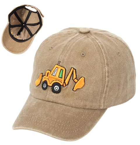 FCXVXCL Excavator Casquette de Baseball pour Enfant, Casquette À Visière Brodée D'Excavatrice, Casquette De Baseball À Boucle Arrière Réglable, Chapeau De Soleil D'Été 1