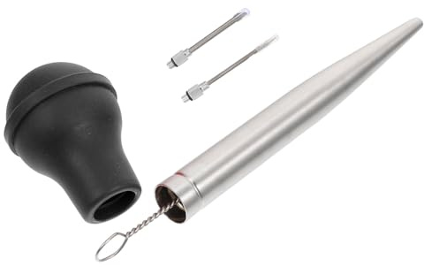 MALUGOGO Turkey Baster Meat Injector with Silicone Oil Tube, Stainless Steel Bbq Seasoning Pump for Marinade Injection, Black Barbecue Tool for Roasting and Grilling