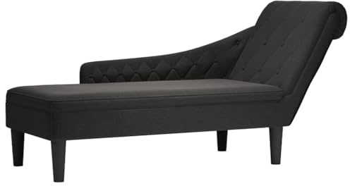 Bendmaxx schäslong med kudde och höger armstöd, svart tyg, recamiere ottoman, soffa, divan, sittbänk för vardagsrum, sovrum, avslappningsstol, loungeområde 145 x 56 x 70 cm