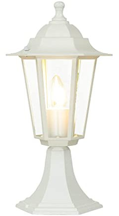 Sockelleuchte Aluminium Glas Weiß IP44 Garten Weg 40 cm hoch E27 Laterne Rustikal nostalgische Wegeleuchte Outdoor PARIS