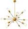 LynPon Pendelleuchte Gold 12-Flammig Sputnik Kronleuchter Moderne, Einstellbare Höhe 4x9.85in, Messing Hängelampe Metall für Wohnzimmer, Esszimmer, Schlafzimmer, Küche