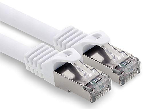 1CONN Câble Réseau Cat7 Cat7 10 GB/s SFTP - 1x 20m - RJ45 Ethernet LAN DSL Routeur Modem - Blanc