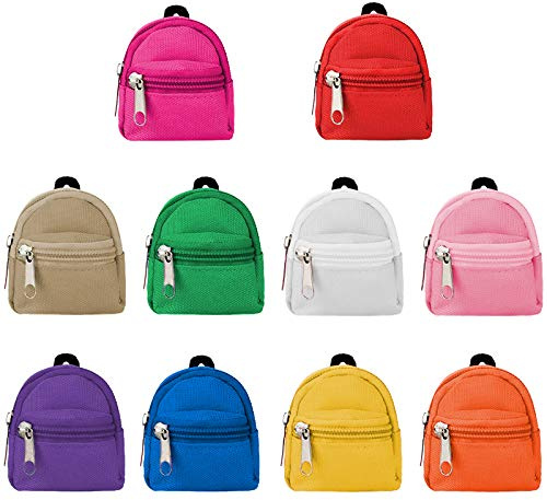 SOTOGO 10 Pieces Doll Backpacks Mini Dolls Zipper Backpack Dollhouse Accessory Bags Doll Accessories for Daily Supplies