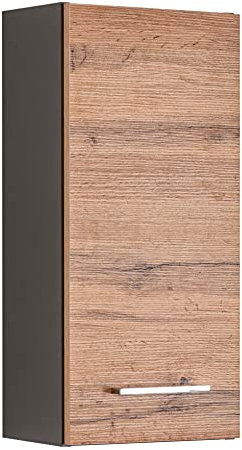 Wandschrank, 30 cm, 1 Tür, Graphit/Eiche Wotan